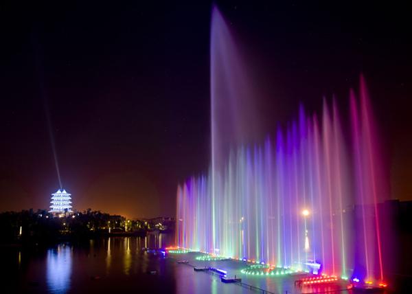 Exterior Floating Music Dancing Fountain Construction In Lake Large Scale