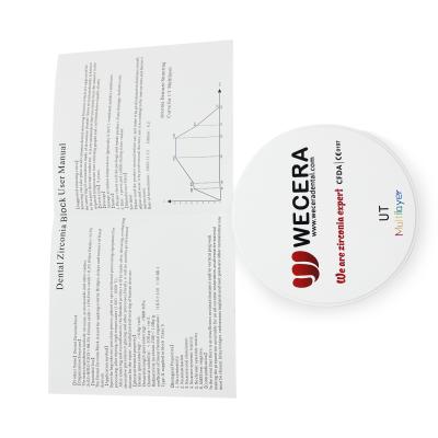 Disque multi dentaire antérieur 49% de zircone de couche ultra translucide