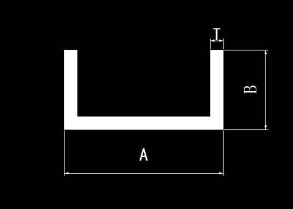 Aluminium Channel Profiles , C Channel Aluminum Extruded Profiles 2MM Thickness