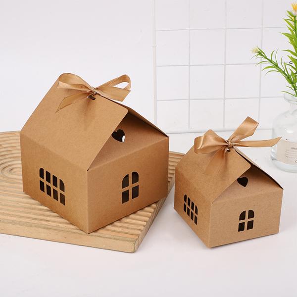 Custom Kraft Paper Bow Window House Snack Box