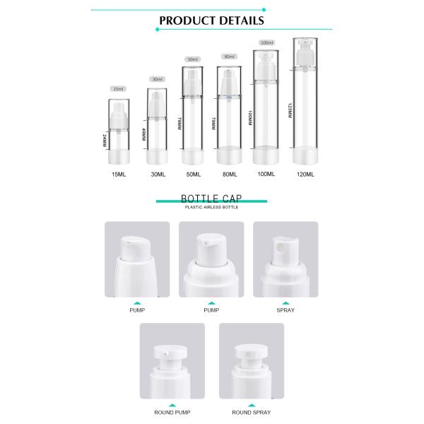 Airless Plastic Silver Aluminum Slimline Lotion Pump Dispenser 10ml - 30ml Unique Collar