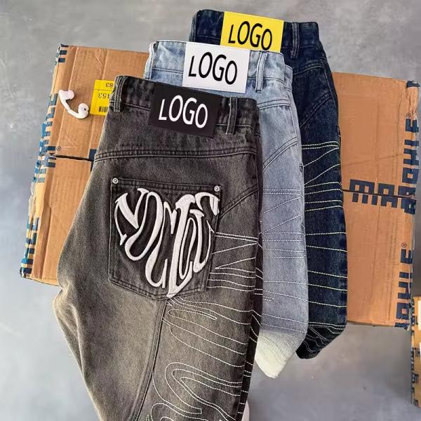 Vintage Denim Jorts Low Waist Patchwork Embroidery Shorts Streetwear Casual Hip Hop Style Summer Knitted Jorts Customizable