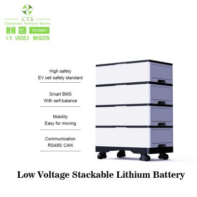 A cremalheira solar do armazenamento montou o bloco empilhável 48v 100ah Lifepo4 da bateria