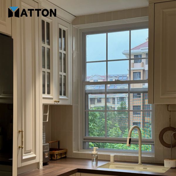 Modern Aluminum Vertical Sliding Hung Window Thermal Break Double Glazed for Residential & Commercial Use Kitchen-Friendly
