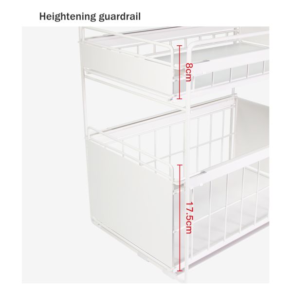 Bathroom Kitchen Stackable Double-layer Pull-out Storage Basket Spice Rack Basket  Under Sink Organizer Bathroom Shelf