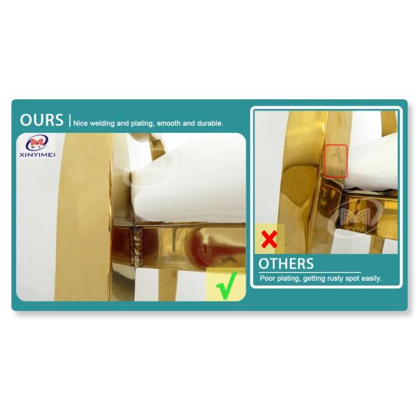 Floral Pattern Backrest Hotel Banquet Wedding Chair ODM Golden Stainless Steel