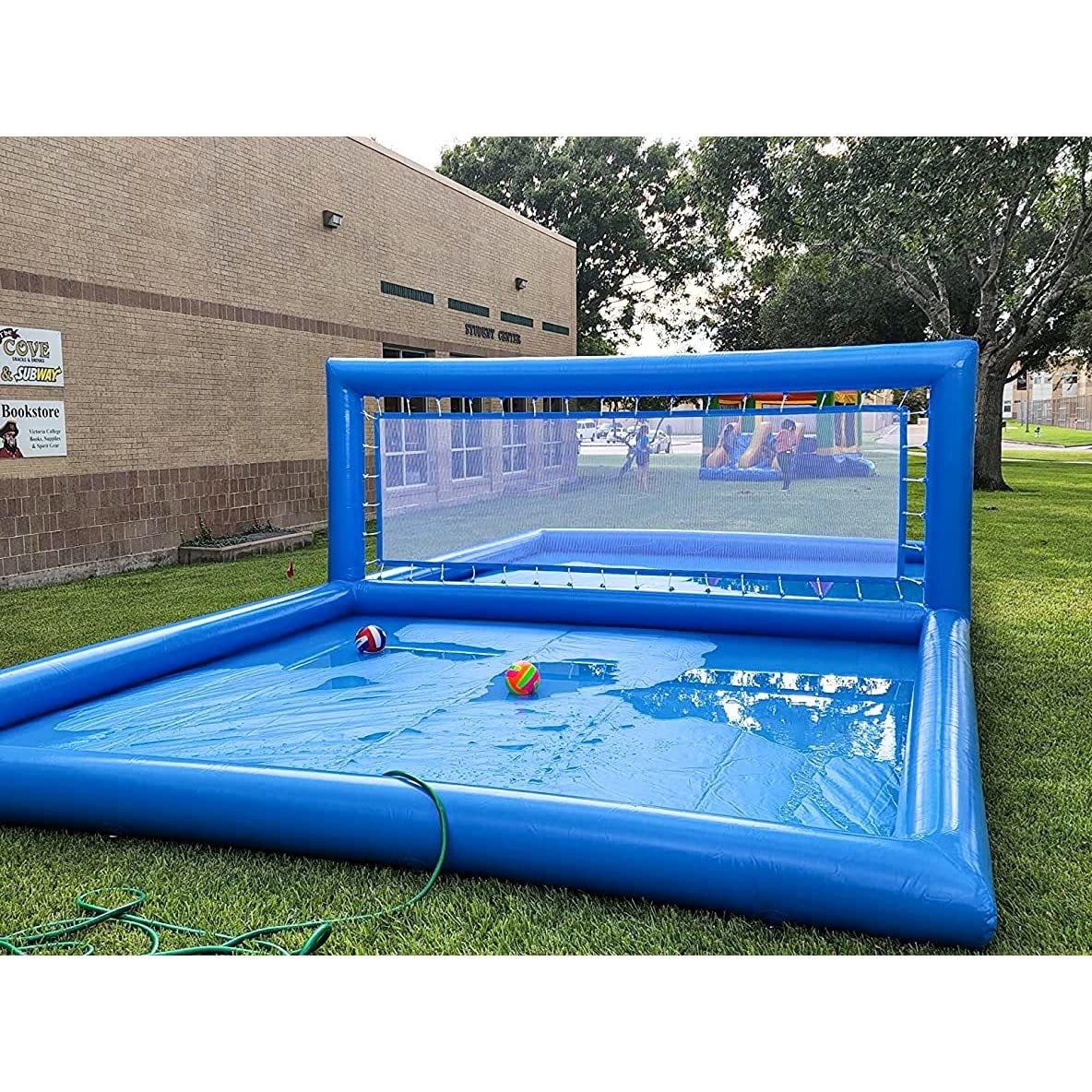 Outdoor 33ft Inflatable Volleyball Court Set for Swimming Pool L32.8 x W16.5 x H7ft