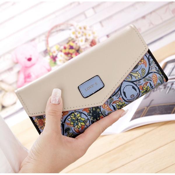 Floral new Korean Lingge hit color envelope clutch bag lady purse woman buckle