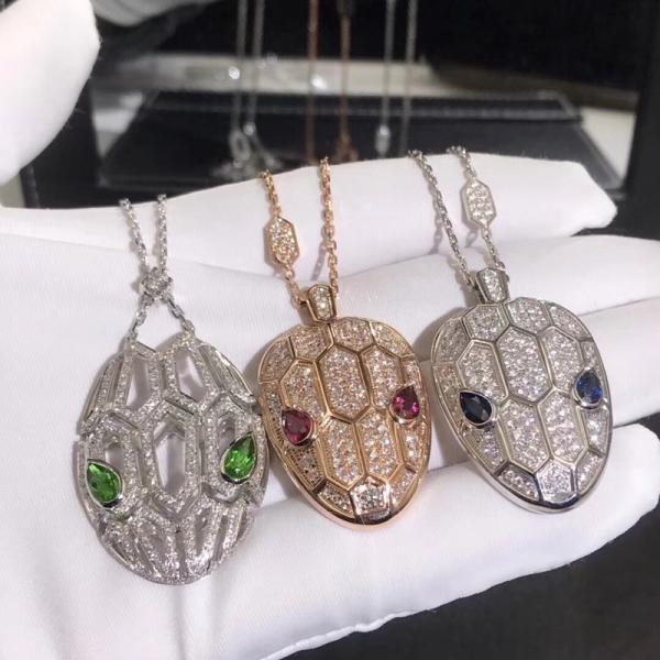 Hot Selling Fashion Necklace Pure 18k Gold   Serpenti Necklace With Natural Diamonds