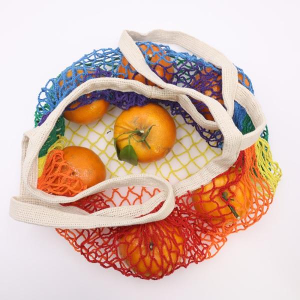 Organic Cotton Big Net Bag Womens Shopping Mesh Bags With Custom Logo Pocket