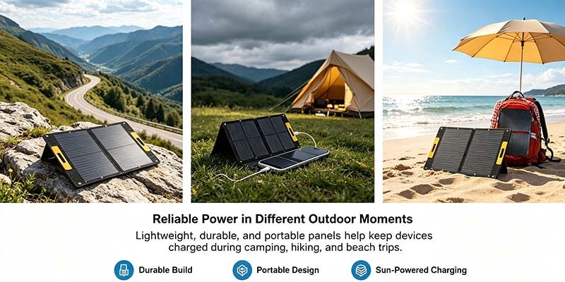 60W Compact Foldable Solar Charger, Off‑Grid Solar Power Panel for Camping & Power Outage Backup