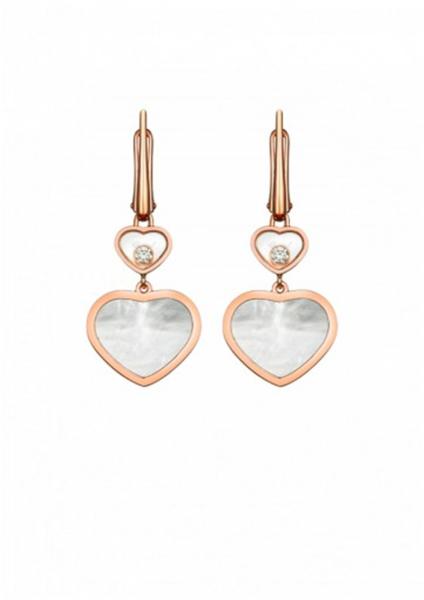 Brincos felizes 18K do coração do ouro da joia das senhoras Chopard com a pedra natural dos diamantes