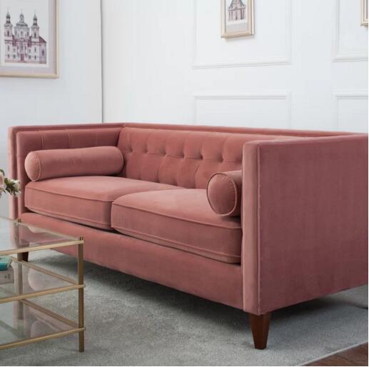 Home style furniture design chesterfield tufted sofa fabric sofa with velvet 3 seaters wooden long back sofa