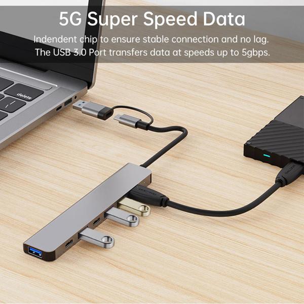 Алюминиевый сплав 7 в 1 USB разделитель для ноутбука настольного ПК Приемлемо OEM / ODM