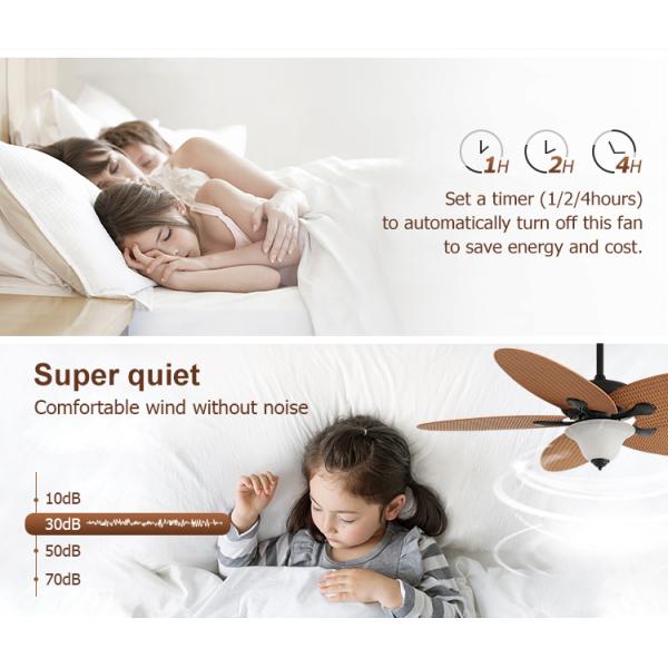 Controle remoto 1stshine Lâmpada de ventilador de teto com 5 lâminas ABS Fancy Design e iluminação LED