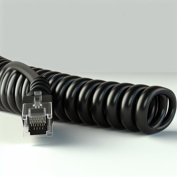 RJ11 RJ12 Spiral Telephone Cable 6ft 24AWG 350MHz Shielded