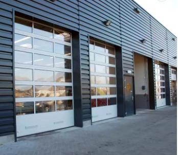 Frosted Glass Transparent Garage Door Full View Aluminum Sectional For Villa
