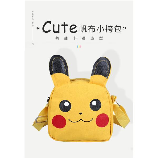 Kids crossbody girls cute canvas bag Pikachu shape animal cartoon customs logo picture bag canvas children accessories