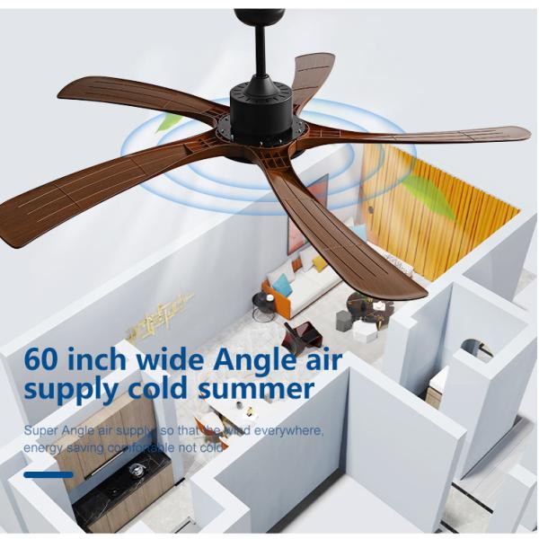 Easy Installation Pure Copper Motor Decorative 60 Inch DC ABS Blade Remote Control Modern Ceiling Fan Lighting