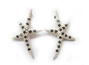 2016 Fashion cute Starfish brass CZ earring China jewelry factory outlet very cheap price