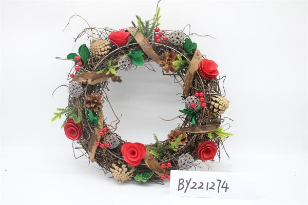 Wholesale Artificial Christmas Door Decoration Supplies Nature Pine Cone Large Christmas Wreath Garland Decor