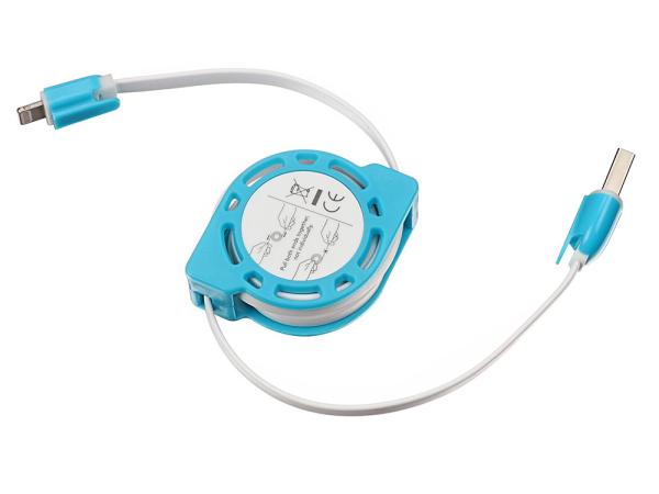 White Pink Blue USB Extension Cable Reel Micro 8pin For IPhone Android SZX-MF-105