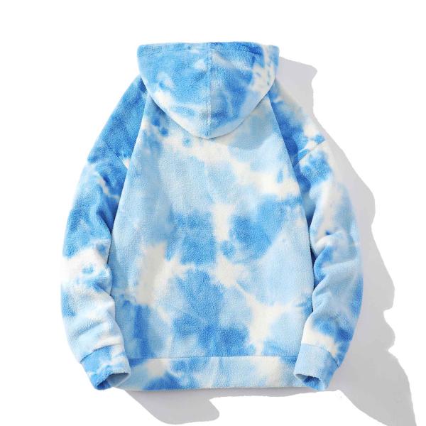 Knitted Weaving Method Tye-Dye Hoodies For Men With Faux Fur   Fashion