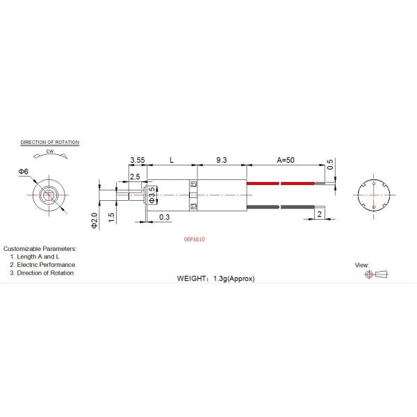 1.5v 3v High Torque Gear Motor , 6mm Coreless DC Motor With Plastic Planetary Gearbox