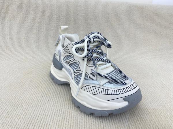 Women white fashion sneakers with mesh upper authentic leather and lacing