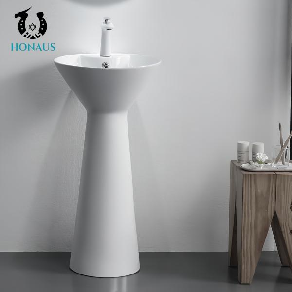 Luxury Bathroom Full Pedestal Wash Basin Floor Mounted Premium Ceramic One Piece