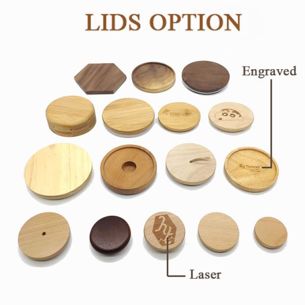                  Stock Original Material Bamboo Regular Mouth 70mm Glass Mason Jar Bamboo Lid             