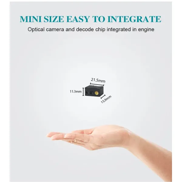 Small Embedded 2D QR Code Barcode Scanner Module with 1 Million Pixel CMOS Image Recognition and 65cm/s Scan Speed