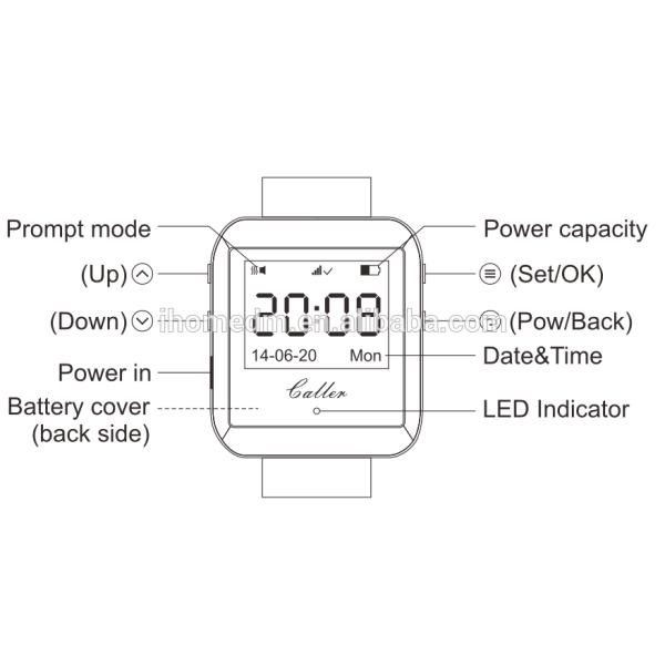 Официант звонит пипером со светом и приемником для зоны звезд или ночного клуба