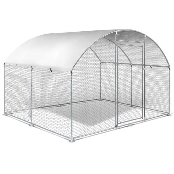 Large Chicken Coop Walk-In Metal Poultry Cage House Rabbit Habitat Cage Spire Chicken Cage With Waterproof Cover White