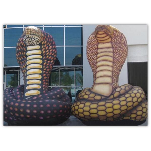 Giant Inflatable Cartoon Characters Snake Model With Silk Print , Hand Painting
