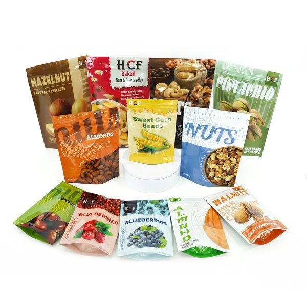 Customized Color Custom Order Eco Biodegradable Snack Zip Packaging Plastic Bags Nut Proof Holographic Mylar Bag Size Range