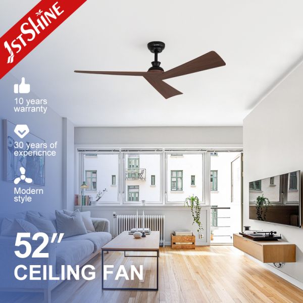 Lower Noise 52 Inch Ceiling Fan with Dark Wood Grain Blades and 6 Speeds Remote Control