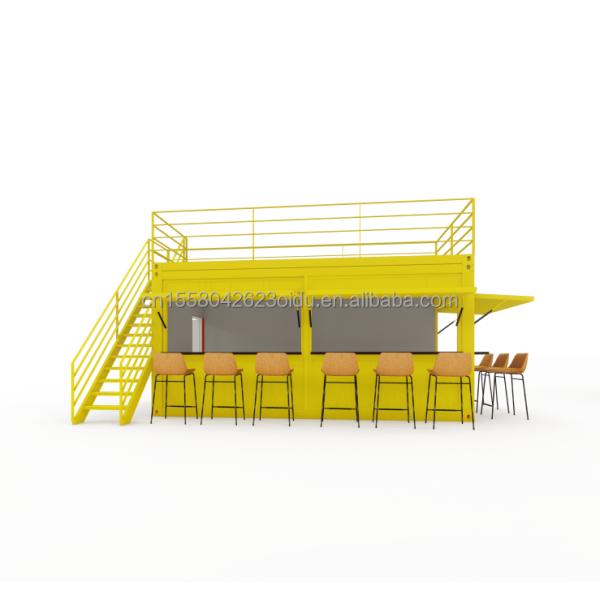 Galvanized Steel Square Tubes Steel Coffee Shop Container Modern 20ft Prefabricated Container Bar for Outdoor