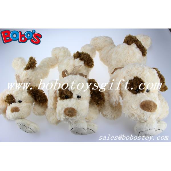 Cuddly Lying stuffed Brown Dog Animal With Tan Ear And Heart Pillow