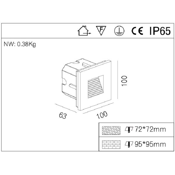 3W Outdoor Recessed LED Step Lights Waterproof IP65 CE RoHs Aluminum Alloy 3000K