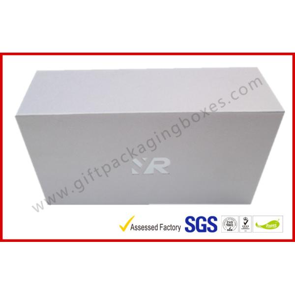 Rectangle Silver Rigid Gift Boxes , Handmade Magnetic Gift Box Color Customized