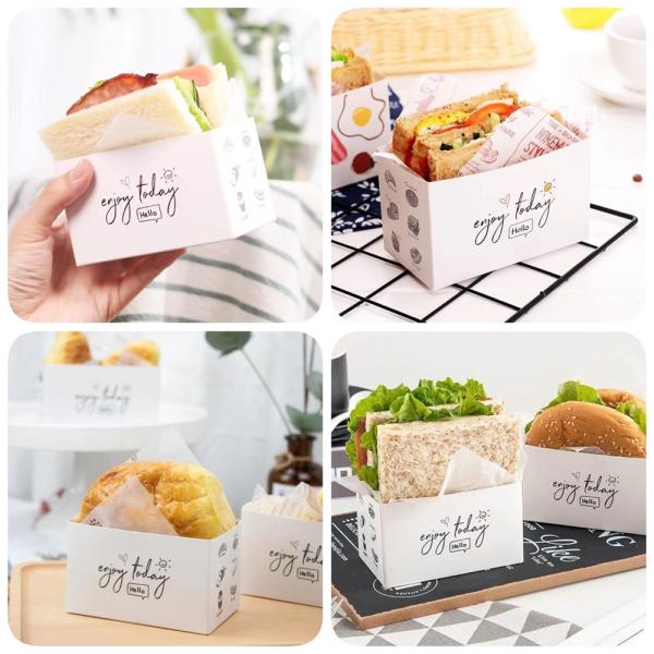 Белая бумага пищевого качества пекарня десертный сэндвич Гамбург Коробка для экологически чистой упаковки