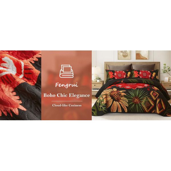 Farmhouse Reversible Lightweight Bedspread Coverlet,Mid Century Microfiber Bedding Quilts Set