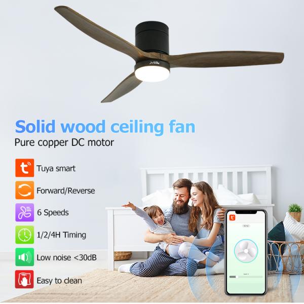 Modern Design Home Office 52 polegadas de lâmina de madeira Dimmable LED ventilador de teto com controle remoto