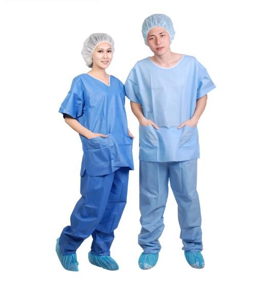 Blue Surgical Non Woven PP Disposable Patient Gowns