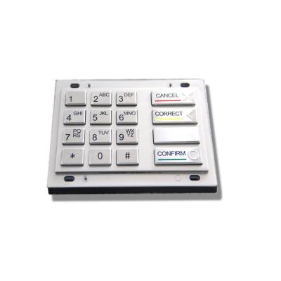 PCI 4.0 Certification 16 Keys DES 3DES Encrypted Metal Keypad For ATM Machine