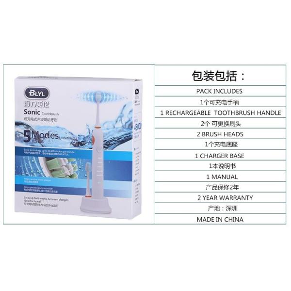 Waterproof Rechargeable Electric Toothbrush Tooth Whitening With Brush Heads Replacement Teeth Whitener Cleaning Oral