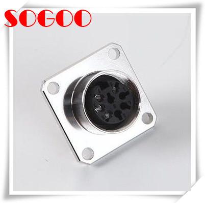 Conector Aisg de flange quadrado de metal, conector tipo solda de cabo de soquete M16 8 pinos