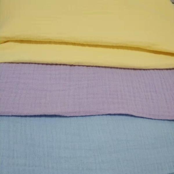 Crinkle Finishing 100% Cotton Muslin Gauze Fabric for Baby Blanket and Pajama Solid Style