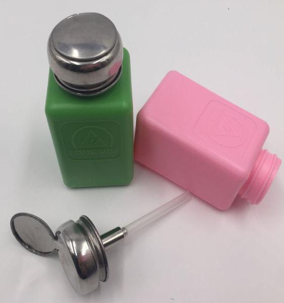 250ml HDPE Esd Products IPA Alcohol Dispenser Pump Bottle Pink / Green Color